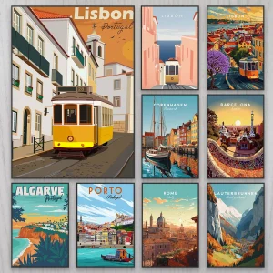 Poster Lisboa Arte de Parede — Impressão Minimalista Portugal, Decoração de Viagem