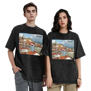 Camiseta Casas de Lisboa Portugal | Roupas Masculinas Vintage Luxo